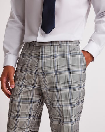Grey Check Regular Fit Suit Trouser