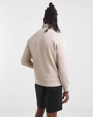 BOSS Rib Logo 1/2 Zip Sweat - Beige