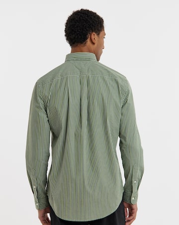Tommy Hilfiger Long Sleeve Stripe Poplin Shirt - Pine Green