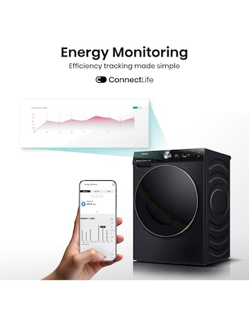 Hisense 7 Series DH7S107BB AI Wifi-enabled 10kg Heat Pump Tumble Dryer - Black