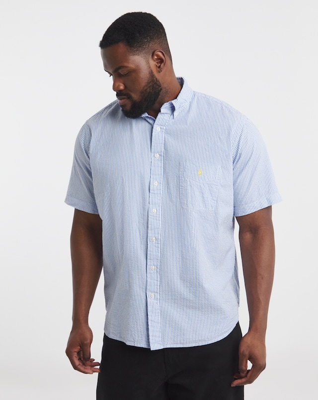 Polo Ralph Lauren Short Sleeve Stripe Seersucker Shirt - Blue/ White