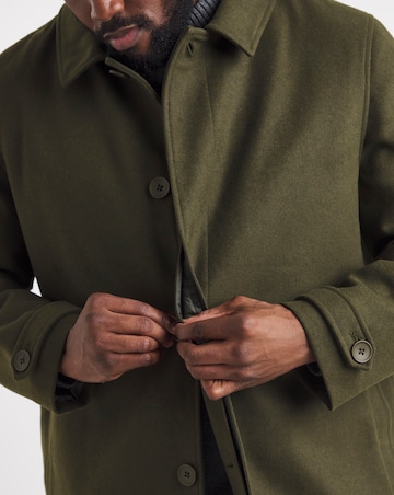 Faux Wool Mac with Cuff Tabs