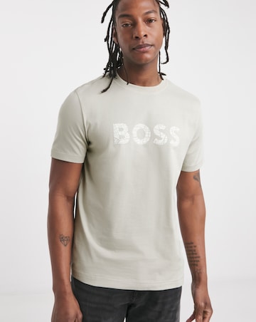BOSS Short Sleeve Crackle Logo T-Shirt - Beige