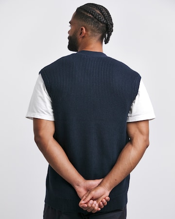 Navy Fisherman Relaxed Button Vest