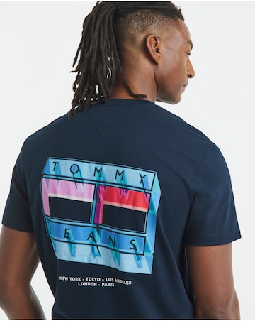Tommj Jeans Short Sleeve Dna Flag T-Shirt - Navy