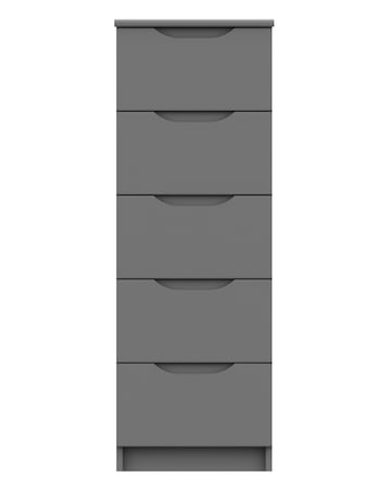 Sorrento High Gloss Assembled 5 Drawer Tallboy Chest