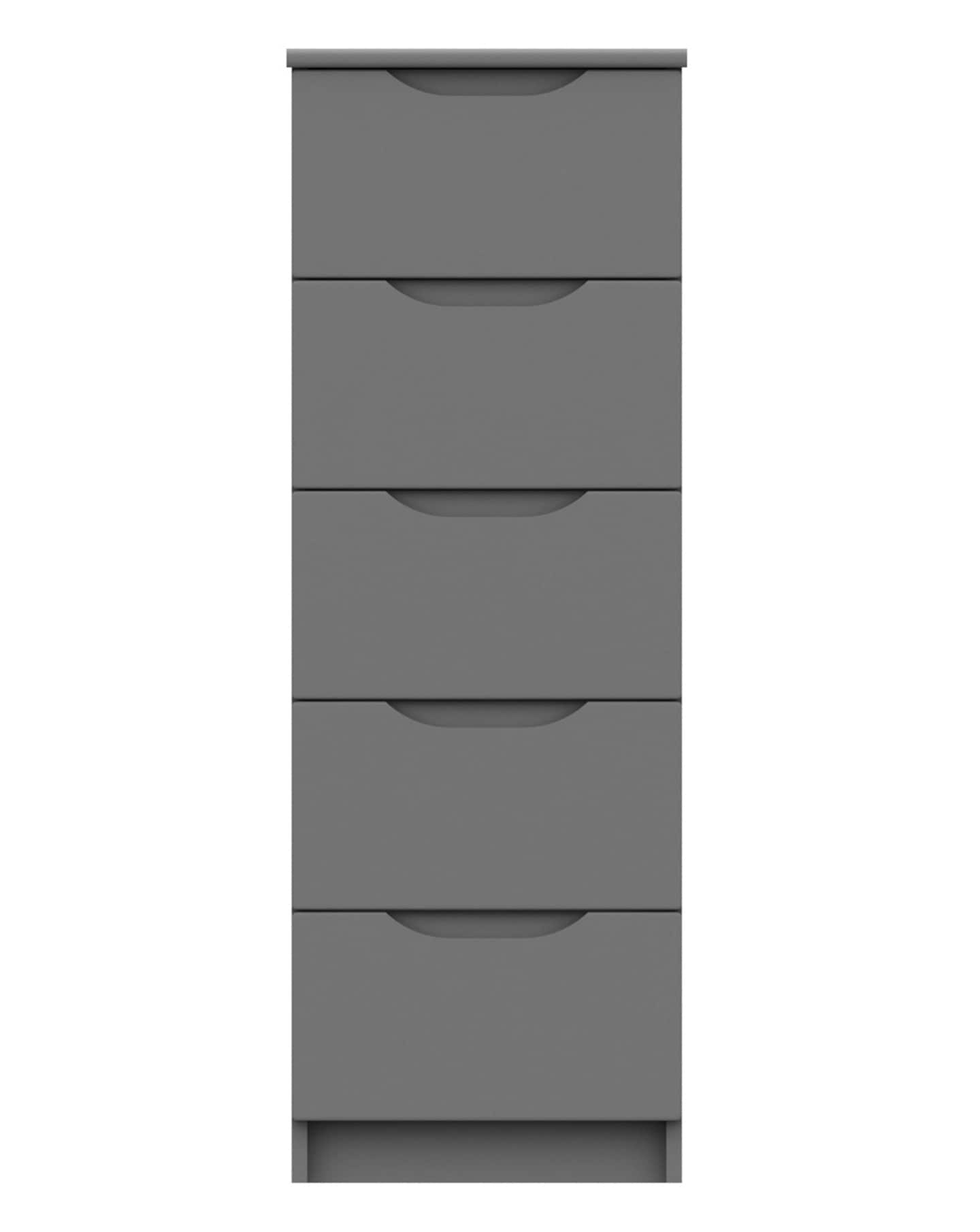 Sorrento High Gloss Assembled 5 Drawer Tallboy Chest