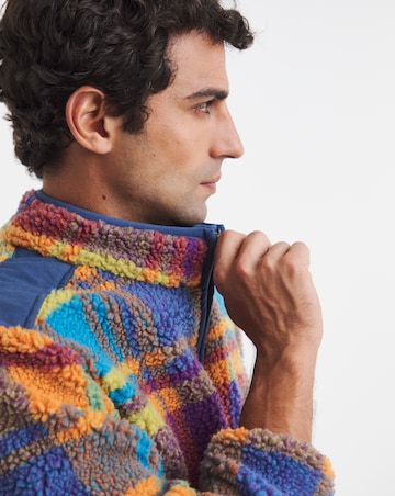 Joe Browns 1/4 Zip Check Borg Sweatshirt