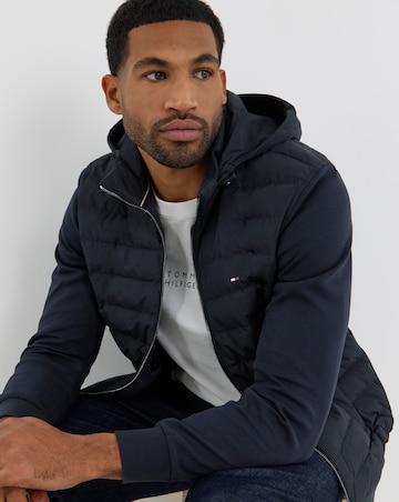 Tommy Hilfiger Mix Media Hooded Zip Through Jacket - Navy