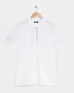 Supima Zip Neck Polo- White