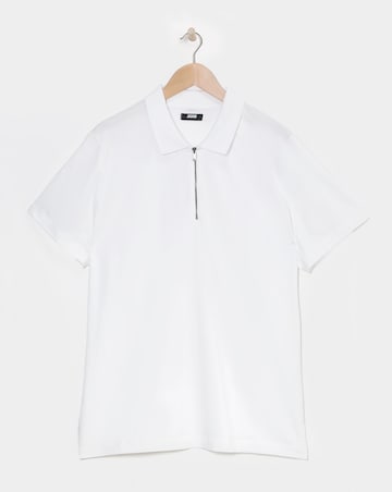 Supima Zip Neck Polo- White