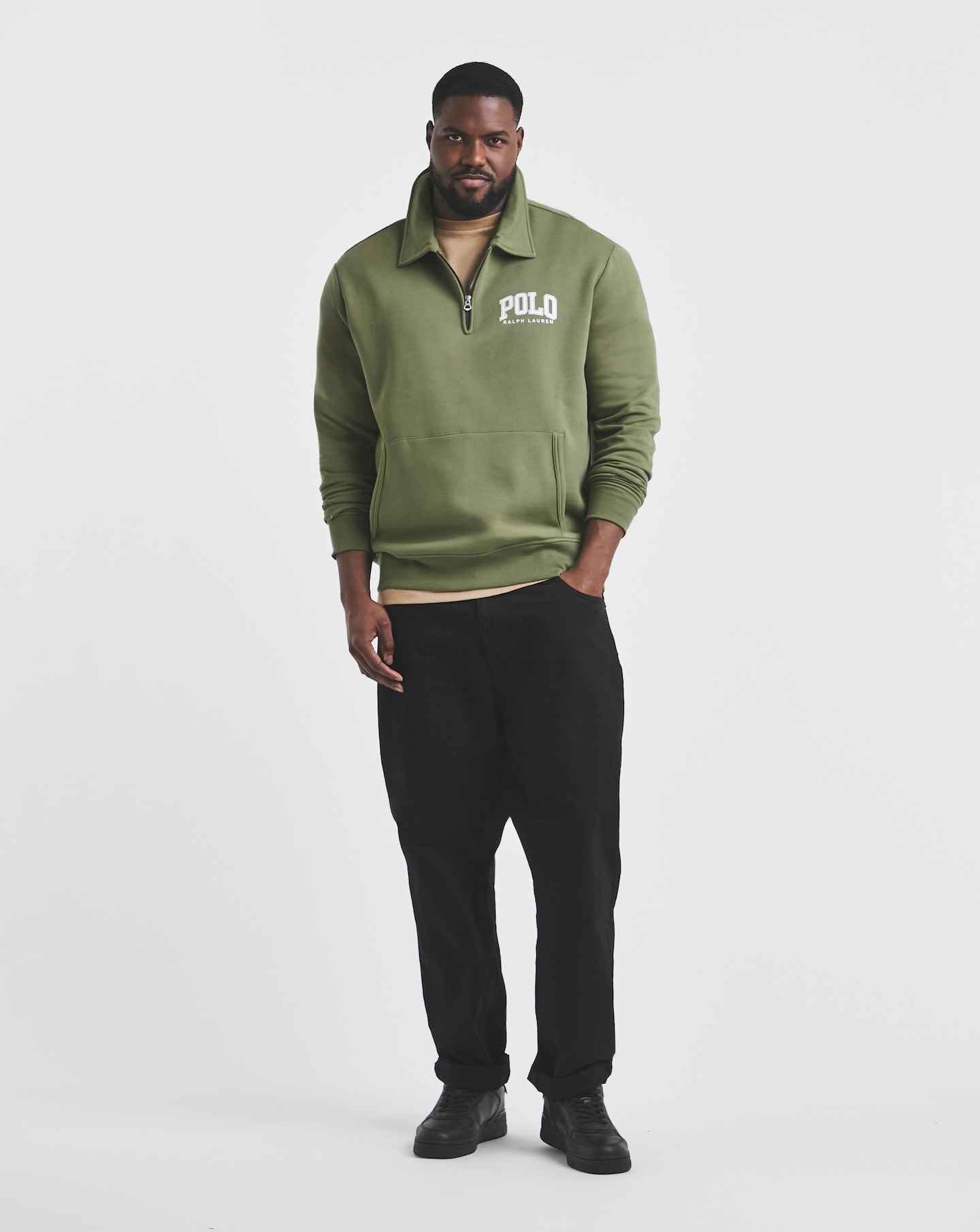 Polo Ralph Lauren Chest Logo 1/4 Zip Sweat - Green | Jacamo