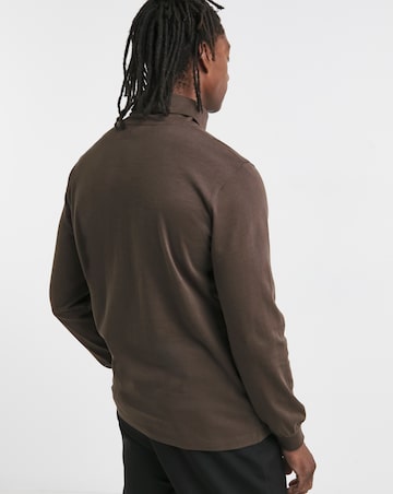 Long Sleeve Jersey Roll Neck Long Length- Chocolate