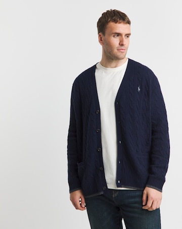 Polo Ralph Lauren Navy Cashmere Mix Cable Cardigan