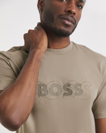 BOSS Short Sleeve Drop Needle Logo T-Shirt - Light Khaki