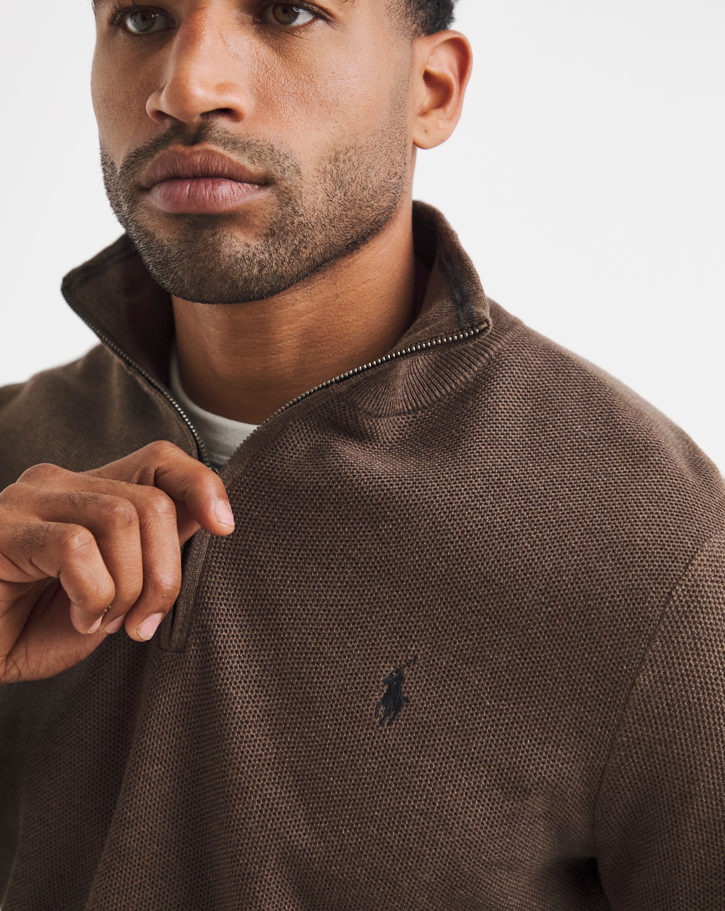 Polo Ralph Lauren 1/4 Zip Jumper - Brown Heather | Jacamo