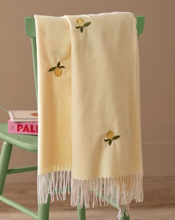 Furn. Fruits Lightweight Lemon Embroidered Throw