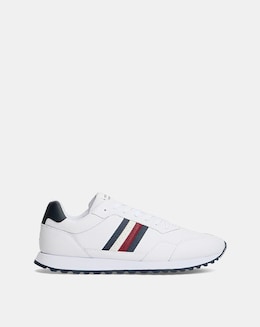 Tommy Hilfiger Leather Stripe Runner Trainer - White