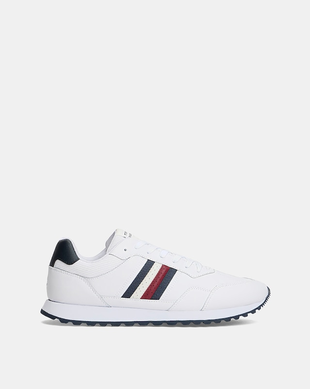 Tommy Hilfiger Leather Stripe Runner Trainers - White