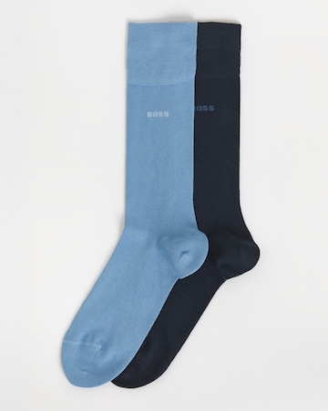 BOSS 2 Pack Bamboo Sock - Blue Multi