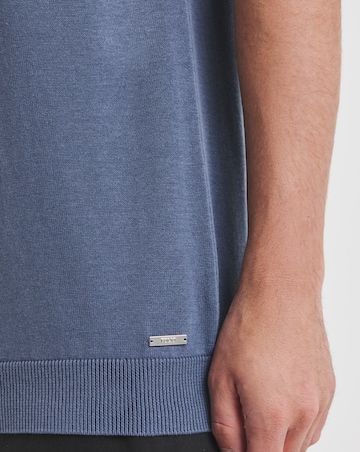 Folio Blue Knitted Crew Neck T-Shirt