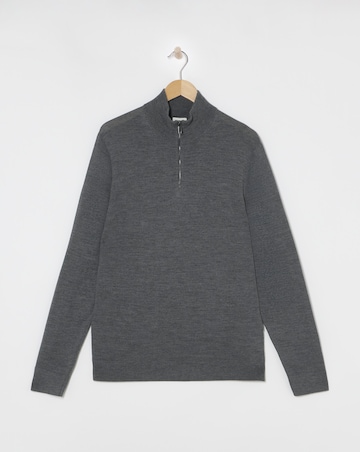 Calvin Klein Merino Quarter Zip Dark Grey Jumper