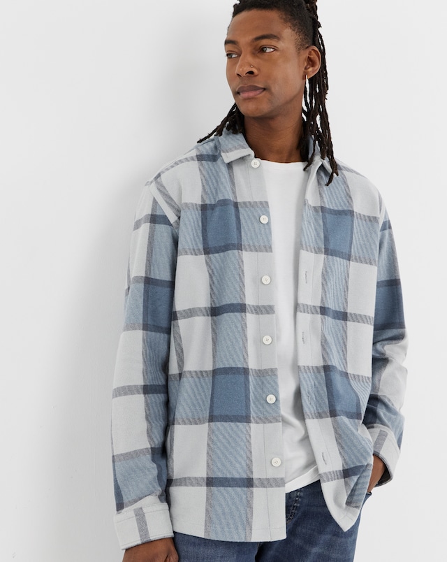 BOSS Check Overshirt - Silver