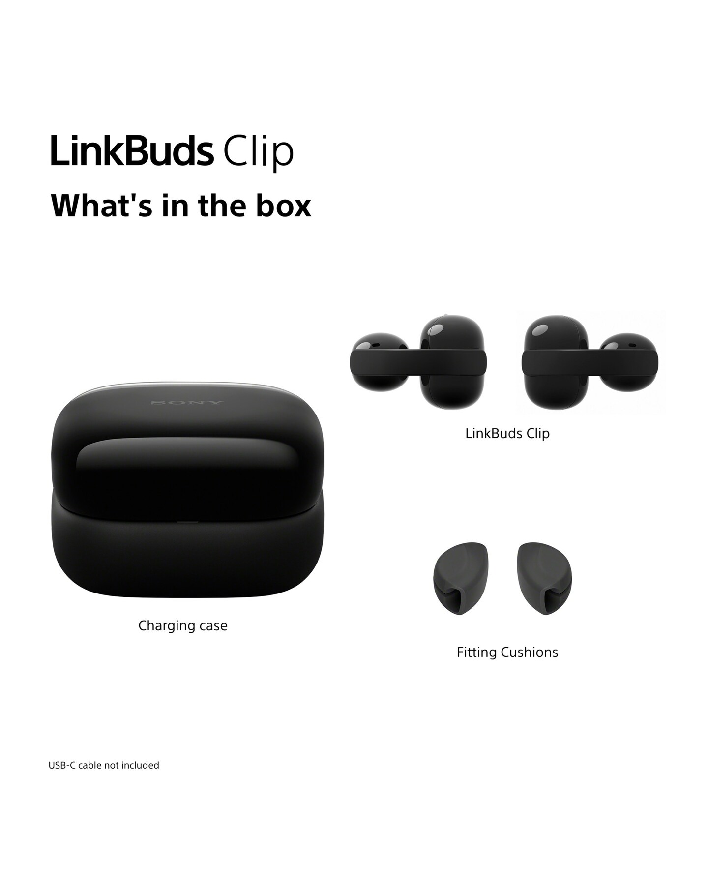 Sony LinkBuds Clip Open-Ear True Wireless Earbuds - Black | Jacamo