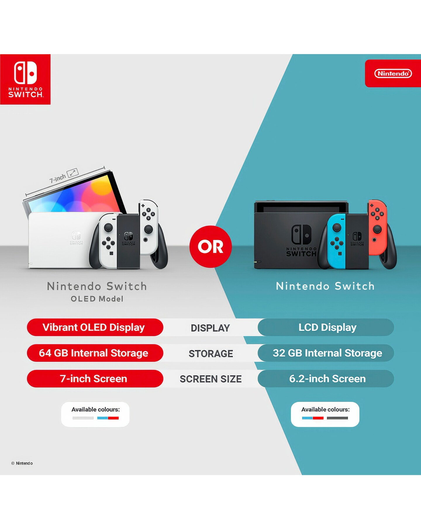 Nintendo Switch OLED Console - Neon Red/ Neon Blue | Jacamo