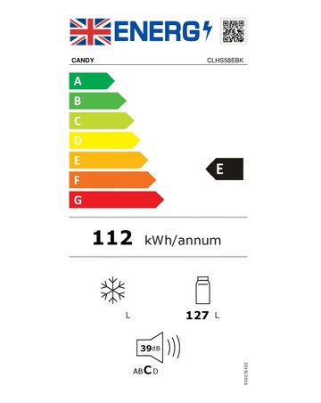 Candy CLHS58EBK Under Counter 55cm Fridge - Black