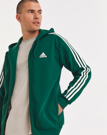 adidas 3 Stripes Fleece Full Zip Hoodie