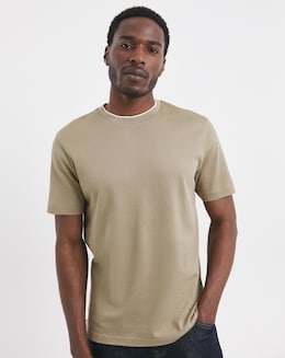 BOSS Short Sleeve Tipped Neck T-Shirt - Beige
