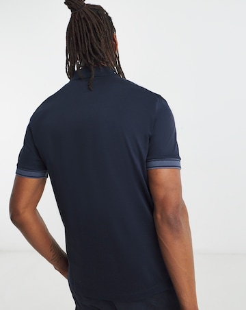 BOSS Short Sleeve Parlay Contrast Placket Polo - Navy