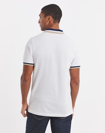 Tipped Pique Polo Shirt Long- White