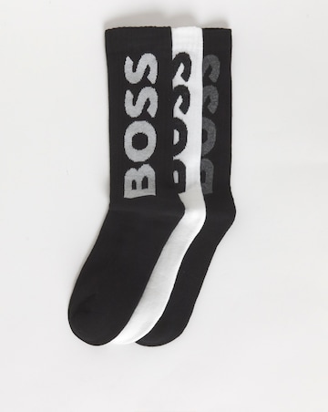 BOSS 3 Pack Rib Logo Sport Sock - Black/White
