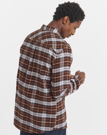 Tommy Jeans Long Sleeve Flannel Check Shirt- Brown