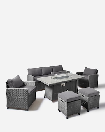 Valencia Lounge Dining Set With Firepit Table