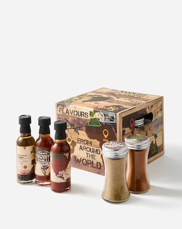 Around the World Seasoning Gift Set with Sauces, Oil, Spice Blends and More