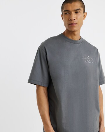 Calvin Klein Short Sleeve Script Back Graphic T-Shirt - Grey