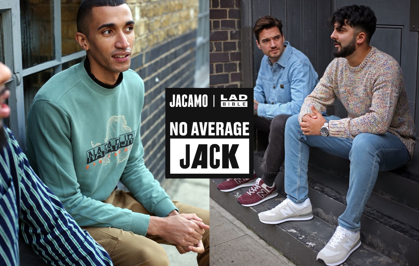 2 images of young men talking