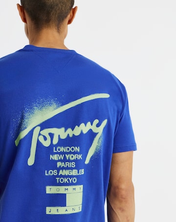 Tommy Jeans Short Sleeve Back Graphic City Signature T-Shirt - Bright Blue