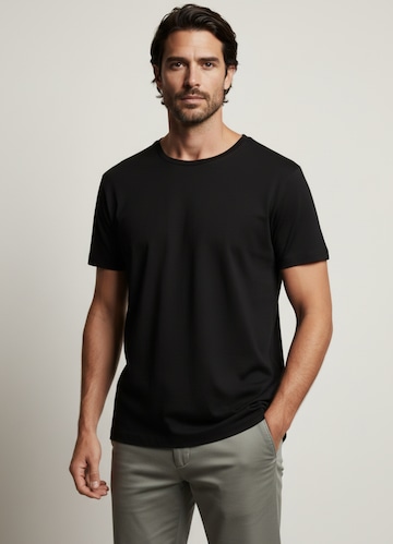 Folio Mercerised Supima T-Shirt- Black