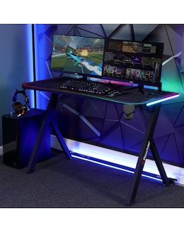 X Rocker Lumio XL Gaming Desk with LED Lighting - Carbon Black