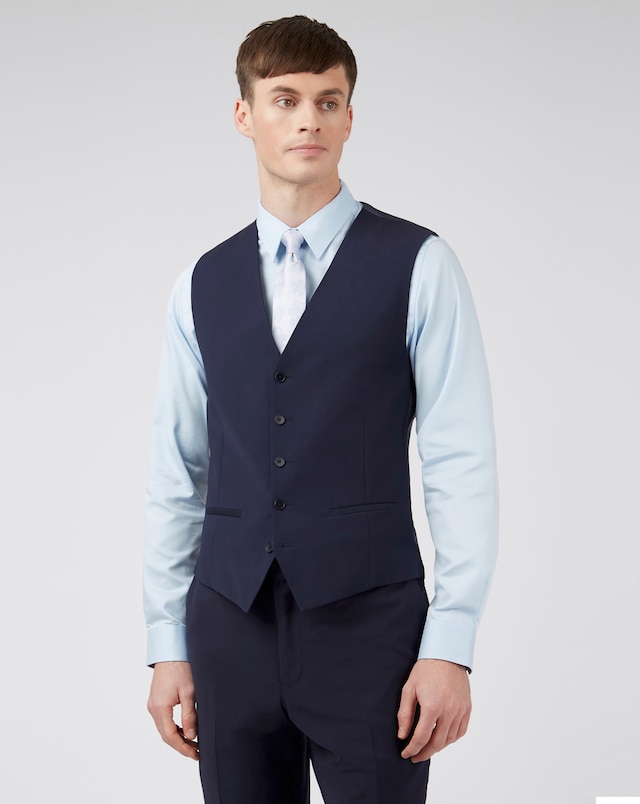 Ted Baker Slim Fit Panama Waistcoat - Navy