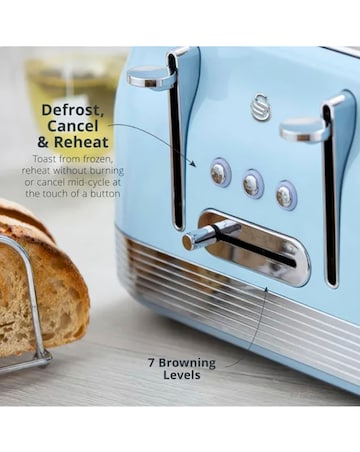 Swan Retro Revive 4 Slice Toaster Blue