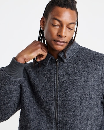 Wool Boucle Relaxed Varsity Jacket