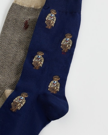 Polo Ralph Lauren 2 Pack Bear Crew Sock - Navy/Camel