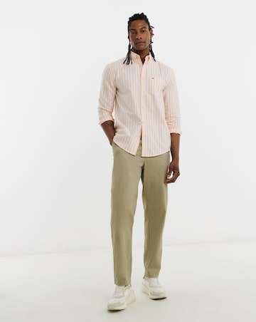 Tommy Jeans Long Sleeve Regular Stripe Oxford Shirt - Orange