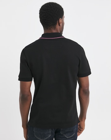 BOSS Short Sleeve 1/4 Zip Neck Jersey Polo - Black