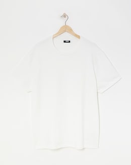 Textured Crew Neck T-Shirt- Ecru